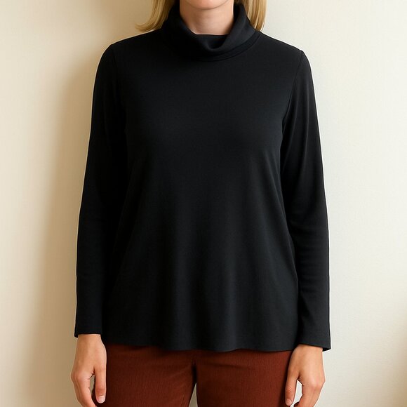 J. Jill black long sleeve wool cashmere turtle/funnel neck sweater size large - Picture 1 of 7